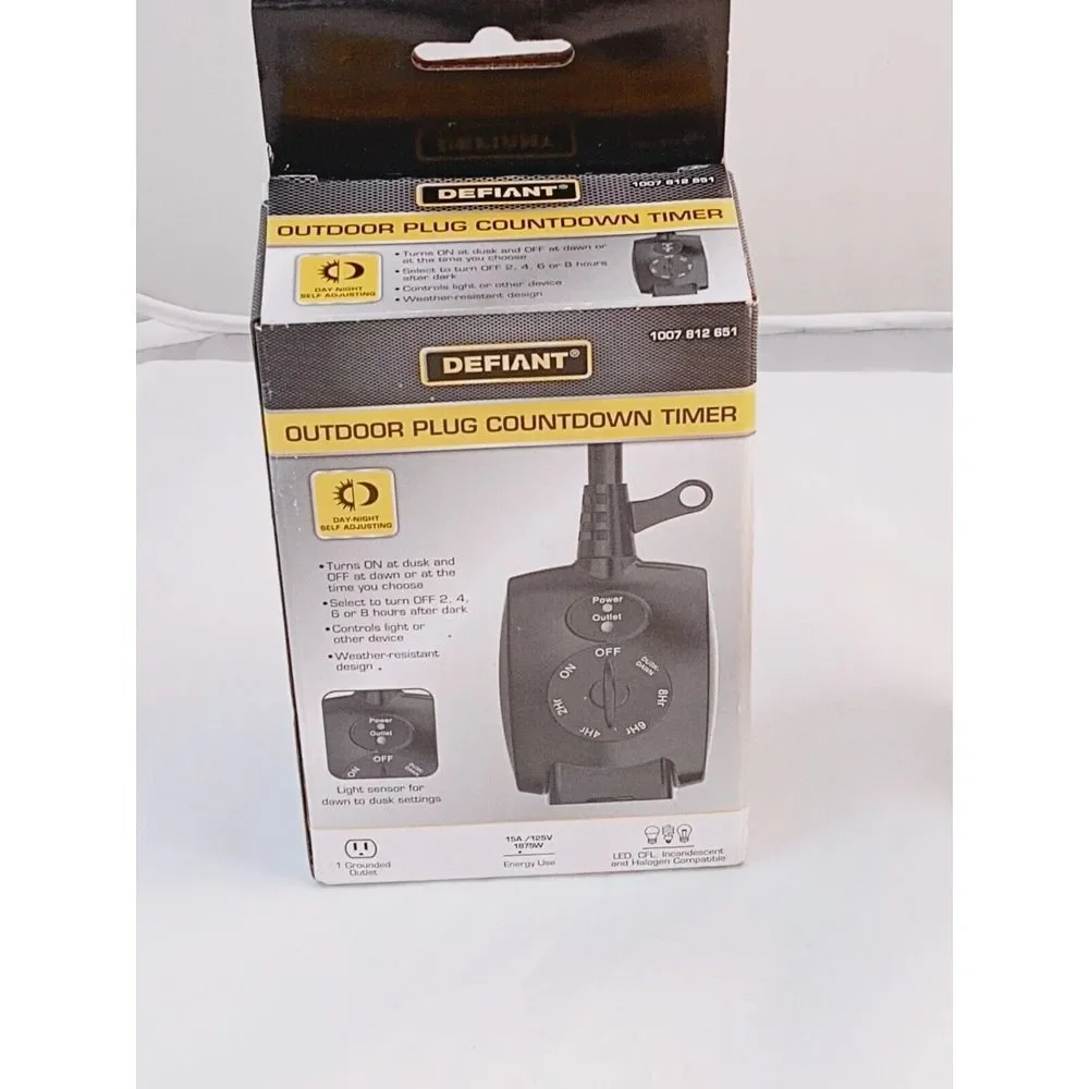 2-Defiant 15 Amp 24-Hour Outdoor Plug-In Mechanical Dusk to Dawn Countdown Timer